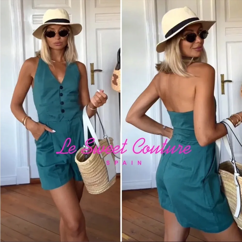 ZARA SLEEVELESS LINEN BLEND JUMPSUIT
